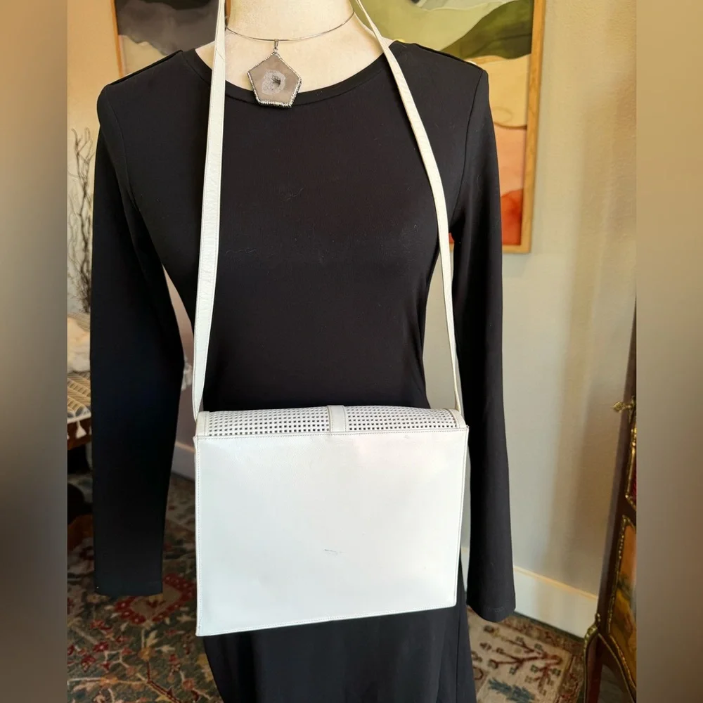 Charles Jourdan Paris Vintage White Leather Bag